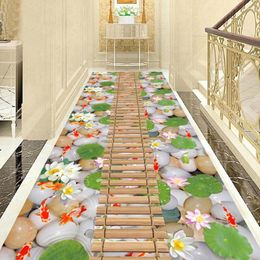 Tapis 3D Salon Tapis Pavé Fleur Cuisine Couloir Tapis Anti-dérapant Balcon Maison Hall Plancher Entrée Doorma
