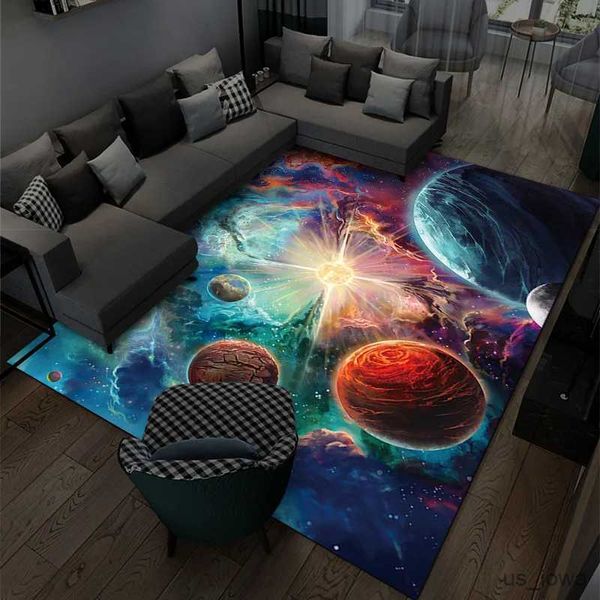 Tapis Tapis de salon 3D Star stéréo vision Chambre à coucher décorée avec tapis de sol en velours cristal