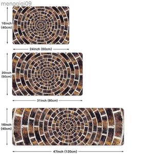 Tapijten 3D Print Keuken Mat Entree Deurmat Ronde Baksteen Gedrukt Keuken Tapijt Thuis Vloer Balkon Antislip Tapijt Thuis decor R230731