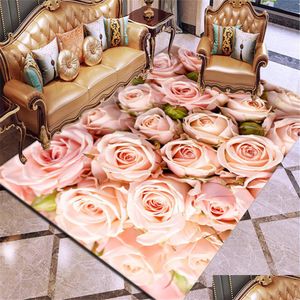 Alfombras Impresión 3D Alfombra Rosa Flor Alfombra Mticolor Rosa Rojo Boda Antideslizante Sala de estar Grande Niñas Mat Hogar T200111 Entrega de gota Dhxm0