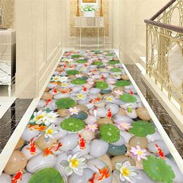 Tapijten 3D -printen Cobblestone Goldfish Long Kitchen Tapijt Badkamer Floormat Home Decoratieve binneningang Mat Woonkamer