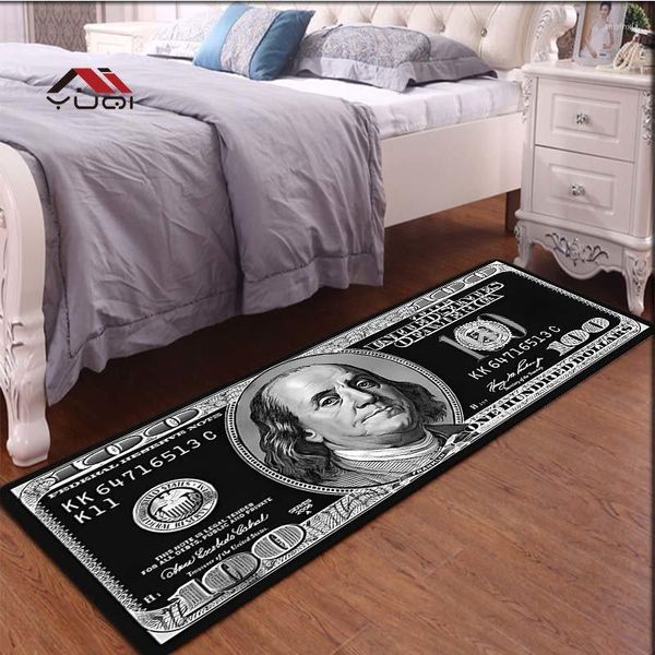 Tapis 3D impression Dollar argent tapis pour chambre salon tapis cuisine tapis de sol décor à la maison antidérapant Pad 10 tailles