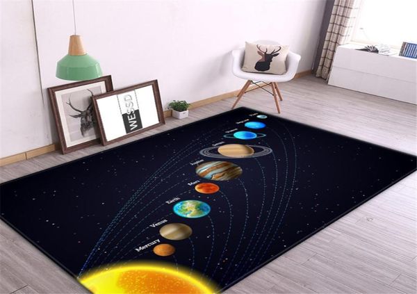 Carpets 3d Solar System Children Room Carpet Space Planet Planet pour garçons chambre anti-aslip de salle de bain décor à la maison jouer en rampe Floo1579588