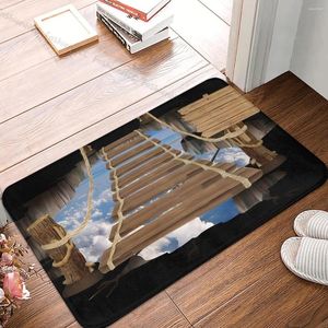 Tapis 3D Simulation tridimensionnelle Chambre Tapis Pont en bois Paillasson Flanelle Tapis Tapis extérieur Décoration de la maison