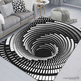 Tapijten 3D trap effect vortex illusie buffers gat geometrisch tapijt wit zwart en wit slaapkamer deurmat welkomstmat tapijten R230720