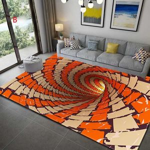 Carpets 3D Vortex Illusion Carpet Entrance Door Floor Mat Abstract Geometric Optical Doormat Non-slip Floor Mat Living Room Decor Rug R230717