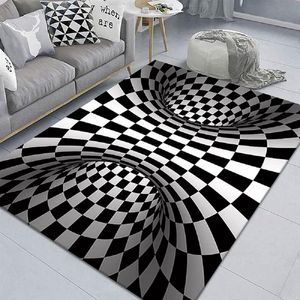 Alfombras 3D Vortex Illusion Rug Felpudo de entrada Halloween Clown Print Door Mat para sala de estar Dormitorio Decoraciones Abstract Home Carpet