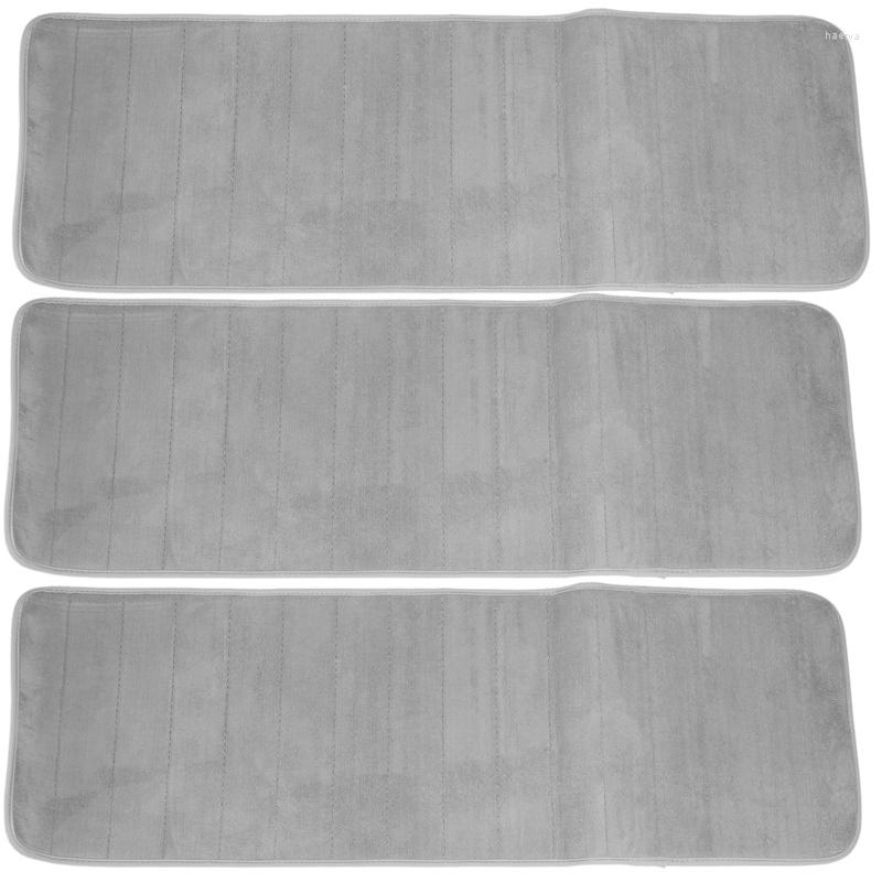 Set of 3 Gray Memory Foam grey stair carpet - Absorbent, Non-Slip, 120x40cm - Ideal for Kitchen, Bedroom, Doorway and Floor Mat Rug