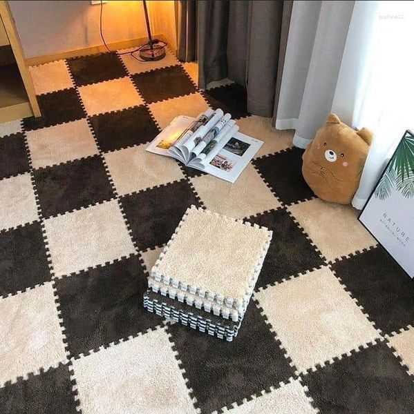 Alfombras 4/6/10pcs lote de lujoso para niños suaves alfombras juego de bebé alfombras para niños de juguete grid pisón de espuma mosaico DIY 30x30x1cm