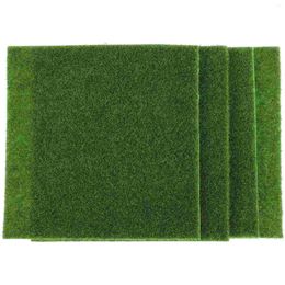 Carpets 4 PCS Green Rug Fairy Grass Lifeke Lifeke Fake Lawn Garden Mini House Décoration Ornement miniature Miss Artificiel