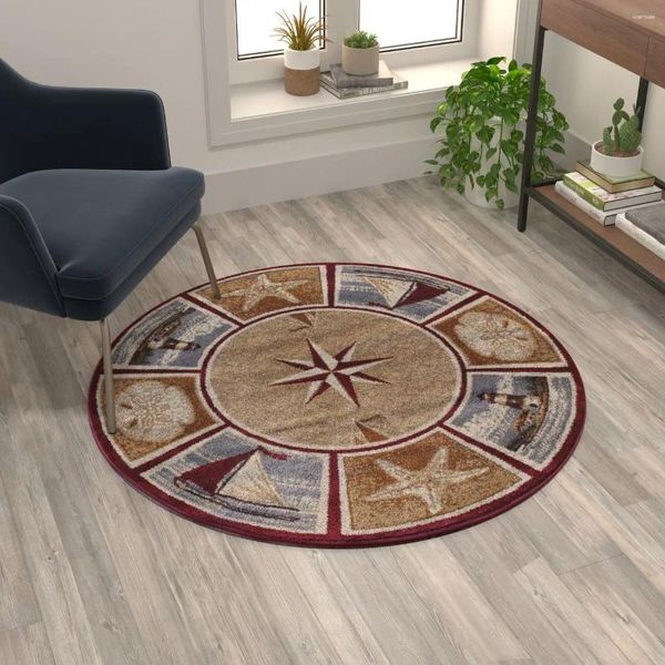 Tapis 4'x4' rond pour salon beige tapis nautique avec support en jute tapis chambre décor à la maison