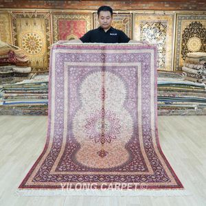 Carpets 4'x6 'Persian Silk Carpet Vantage Vantage Exquis Rat oriental noué à la main (TJ426A)