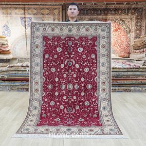 Tapijten 4'x6 'stijl rood oosterse duurzaam kleurrijk Perzisch ontwerp wollen tapijt (WML037)