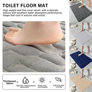 Tapijten 40 60 cm voet mat koraal fleece vloer in reliëf stenen badkamer huishouden anti-slip schuim geheugenaccessoires r6k7