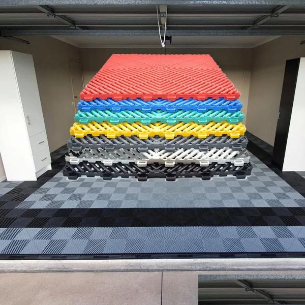 Tapis 40x40x1.8cm Lavage de voiture / Salon de voiture / Carrelage de sol d'atelier Verrouillage en plastique Garage Épissage Grille Mat Drop Livraison Dh6Tp