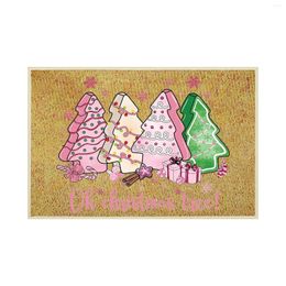 Tapis 40x60cm Noël rose arbre gâteau tapis de sol cadeau drôle paillasson décorations mignonnes