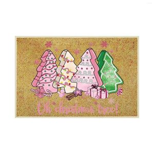 Tapis 40x60cm Noël rose arbre gâteau tapis de sol cadeau drôle paillasson décorations mignonnes