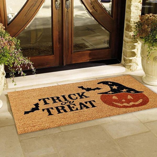 Tapis 40x60cm Halloween paillasson décoratif citrouille fantôme sorcière bonbons à motifs salle de bain tapis de porte antidérapant tapis de sol de fête d'automne