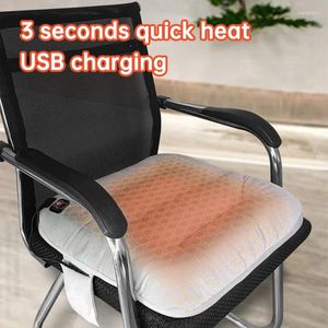 Tapijten 45x45cm USB Verwarmd kussen Winter Winter Warm snel verwarmingsstoel Cover Sitting Mat Pad Warmer voor slaapkamerauto bureaustoel