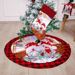 Alfombras 47 pulgadas 90 cm Falda de árbol de Navidad Santa Claus Copo de nieve Alfombra de Navidad Feliz decoración para el hogar Navidad Año