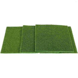 Tapis 4pcs jardin artificiel herbe miniature fée pelouse bricolage décoration de paysage x 15 cm (vert)