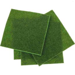 Tapis 4pcs gazon artificiel ornement jardin maison artisanat pot paysage x 15 cm (vert)