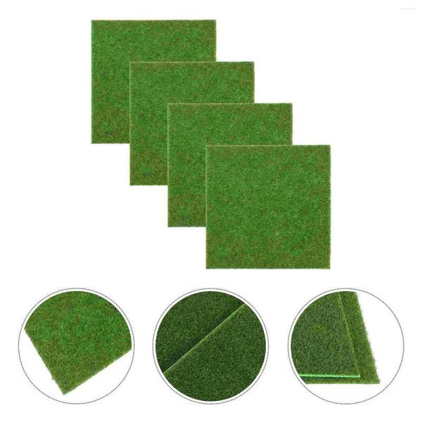 Tapis 4pcs Tuiles de gazon artificiel Tapis de gazon Tapis de paysage de jardin Tapis synthétique pour pelouse de patio