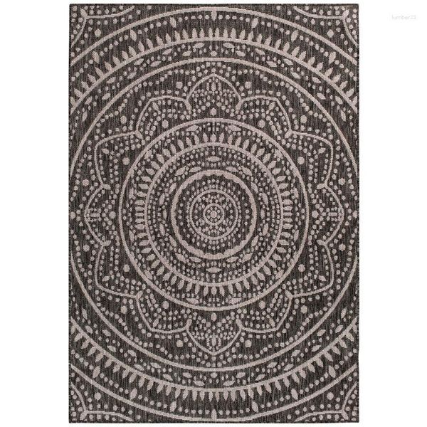 Carpets Tapis d'extérieur Global médaillon gris 5' x 7'