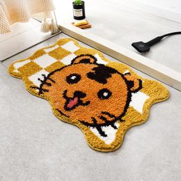 Tapis 50 80cm Tigre de dessin animé Tufting pour salon Tapis de chevet antidérapant Tapis de bain absorbant Tapis mignons Tapis enfants Décor