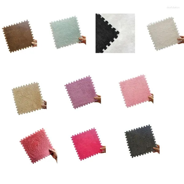 Tapis 50jc 1pc mousse de mousse de couleur de couleur solide tapis puzzle carreaux de plancher en peluche tapis bricolage