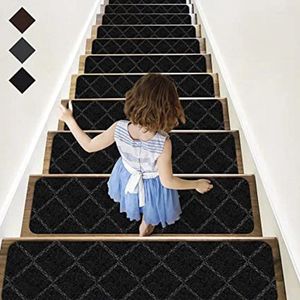 Carpets 5pc escaliers roule tapis tapis en bois intérieur non glissant anti-déménagement de la sécurité des coureurs modernes pour les chiens pour enfants 8 