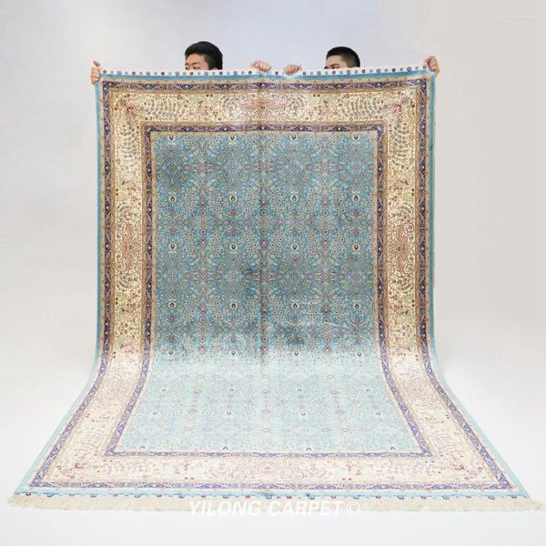 Tapis 6'x9' fait à la main persan Tabriz tapis bleu noué tapis turc (YWX234A)