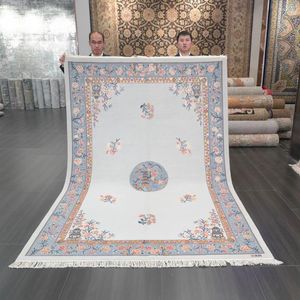 Tapijten 6'x9 'handgemaakt blauw oosterse wollen tapijt Chinees ontwerpdeken voor vloer