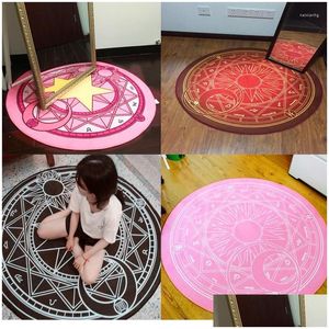 Tapis 60/80 / 100Cm Tapis Rond De Bande Dessinée Cardcaptor Sakura Cercle Magique Tapis Chaise D'ordinateur Tapis Drop Delivery Home Garden Textiles Dh8Ly