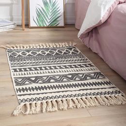 Tapijten 60x90 cm Fashion Boheems Regel Katoenlinnen Hand geweven geometrisch Tassel Home Tapijt Soft Tafel Loper deurmat Decorate