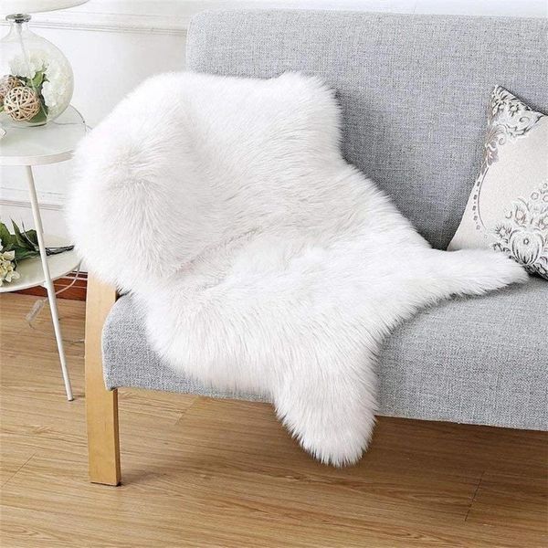 Tapis 60x90cm Tapis doux Poilu Plain Peau Fourrure Moelleux Tapis Chambre Faux Tapis En Peau De Mouton Couverture De Chaise Coussin De Siège