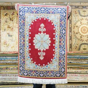 Carpets 61x91cm Small Oriental and Handmade Silk Exquis Rouge rouge (ZQG374)