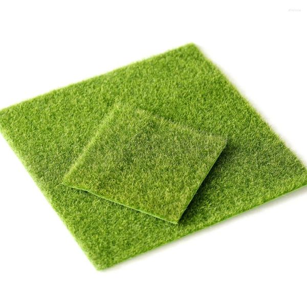 Carpets 6pcs réaliste mousse artificiel graminée miniature ornement jardin pelouse micro paysage (15x15 cm vert)