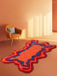 Tapijten 70s retro groovy getuft tapijt voor woonkamer slaapkamer pluizige rode trippy abstract gebied woning decor badkamer mat
