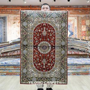 Tapijten 76x122cm hand geknoopte zijden tapijt rood Turks oosterse tapijt (SLF157B)