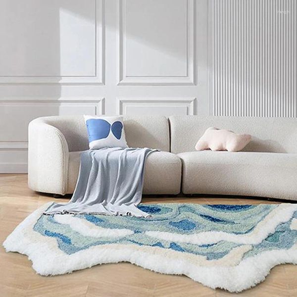 Alfombras 80x180 cm Ocean Wave Rug Flocado Alfombra antideslizante para sala de estar Dormitorio Alfombra de piso antideslizante Alfombras de juego para niños