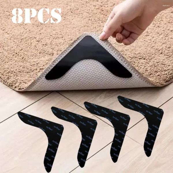 Alfombras 8pcs fuertes puntos adhesivos de sujetador pegatinas cinta adhesiva cinta de bucle de gancho para sábana sofá alfombra almohadillas antideslizantes