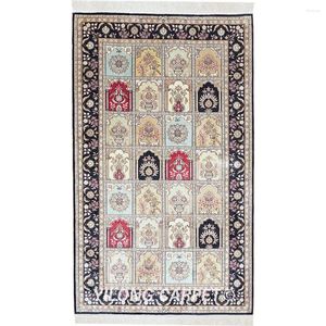 Carpets 91x152cm antique jardin de soie nouée à la main Tabriz tapis orientaux exquis (HF231b)