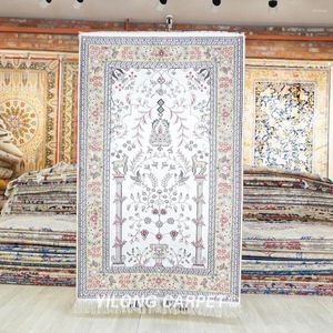 Carpets 91x152cm à soupe de tapis persan de soie blanc et jaune à la main (YHW340B)