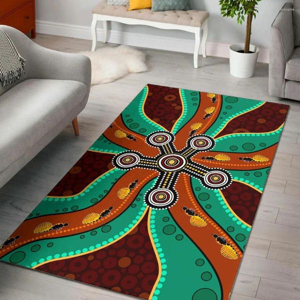 Alfombras Arte de punto aborigen que representa las hormigas de miel Área Alfombra Alfombra de la habitación Piso Antideslizante Alfombra grande Decoración del hogar Sala temática