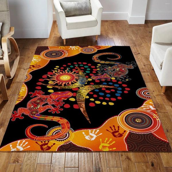 Alfombras de la semana aborigen naidoc cura el área de lagarto alfombra alfombra piso anti-slip alfombra decoración del hogar sala de estar temática