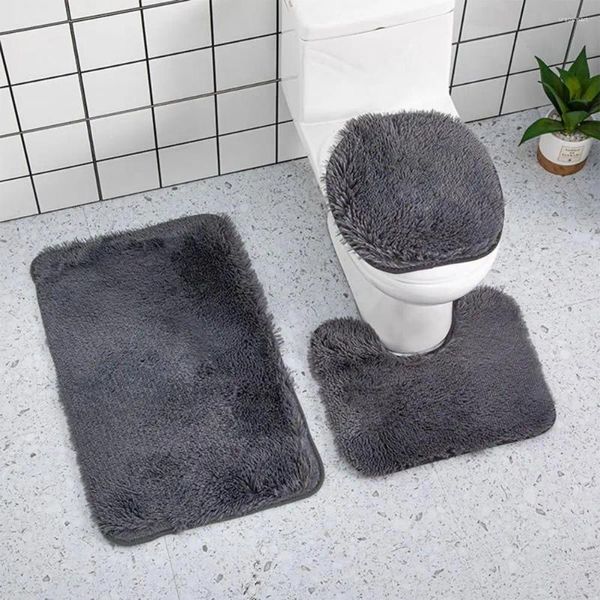 Alfombras absorbente estera de baño lujosa alfombra suave trío de baño para ducha sin deslizamiento de piel rápida para la piel