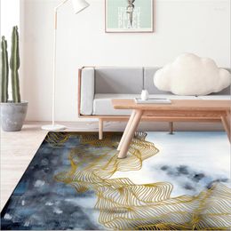 Tapis abstrait chinois paysage or ligne motif tapis tapis pour salon canapé Table basse tapis de sol enfants