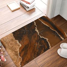 Tapis abstrait chocolat marron or moderne géode 40x60cm tapis Polyester tapis de sol tendance salle de bain tous les jours