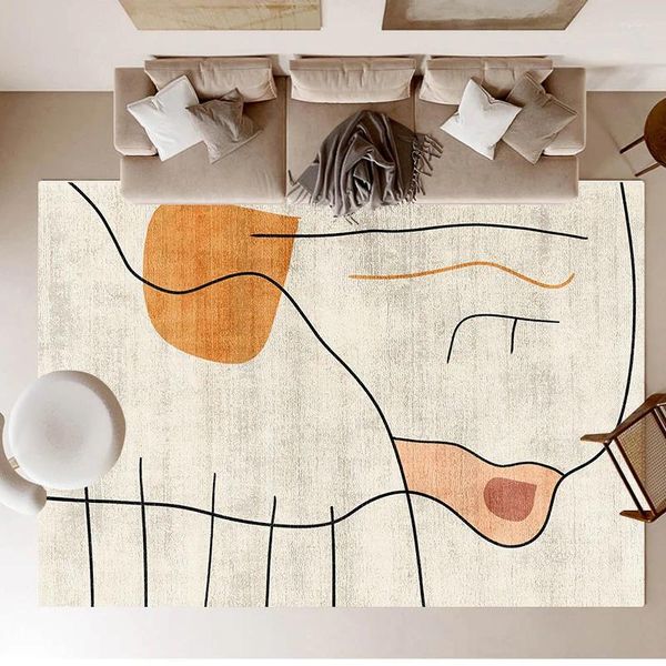 Carpets Abstract Ligne Style Carpet Home Salon Sofa Flannel Flannel Mat de sol léger Luxury Chambre salle de bain Porte d'entrée non glissante